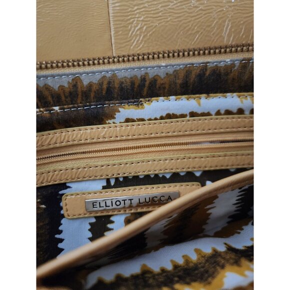 Elliott Lucca Women's Yellow Woven Patent Leather Wristlet Strap Purse Clutch - Picture 8 of 12